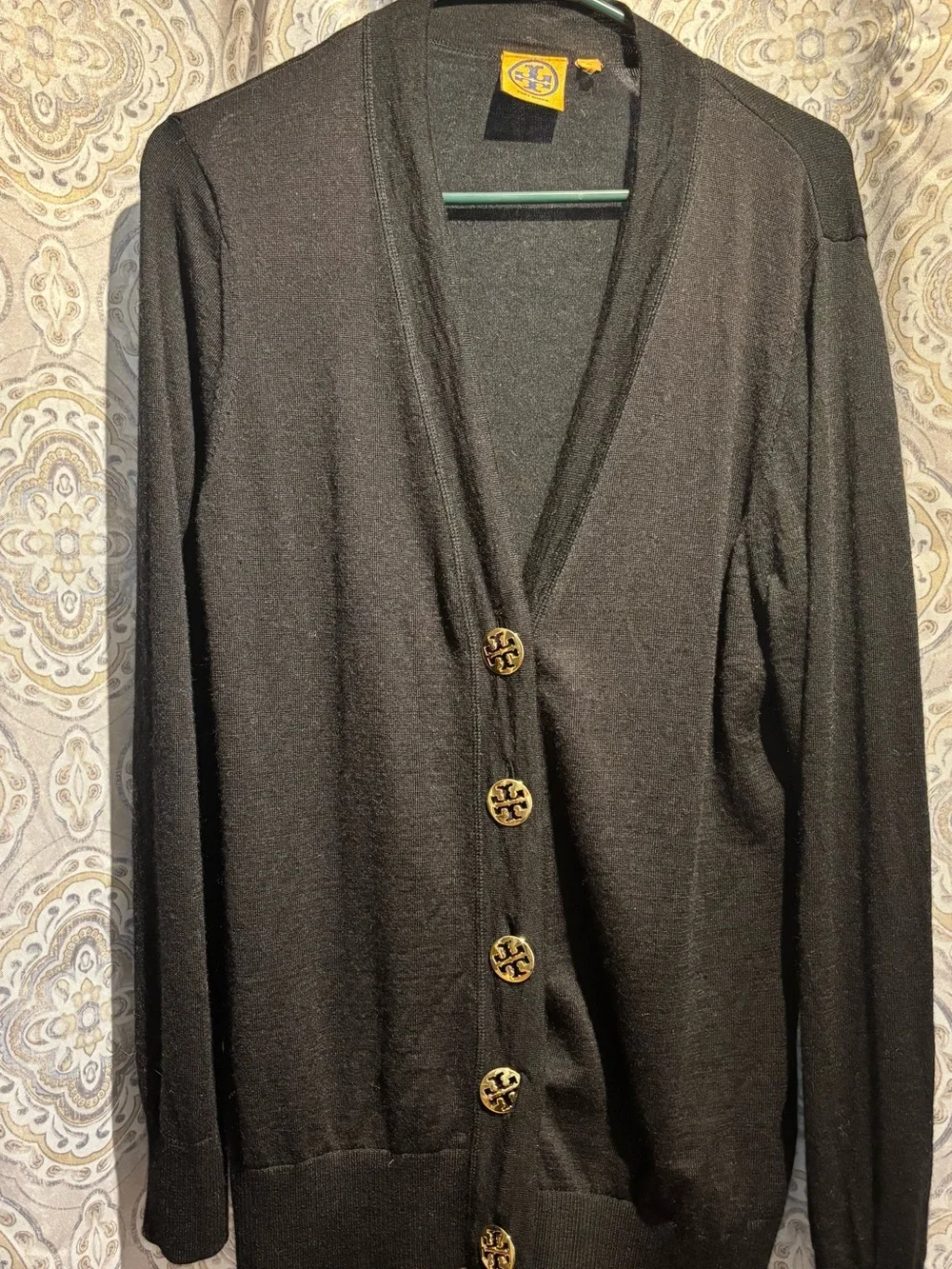 Tory Burch Black Wool lightweight Cardigan XL